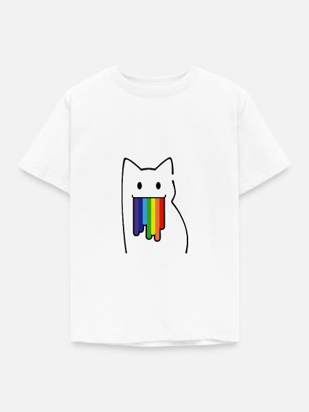 For Geeks: Nyan Cat, Pop-Tart Cat, Rainbow Colors - Kinder T-Shirt - Weiß