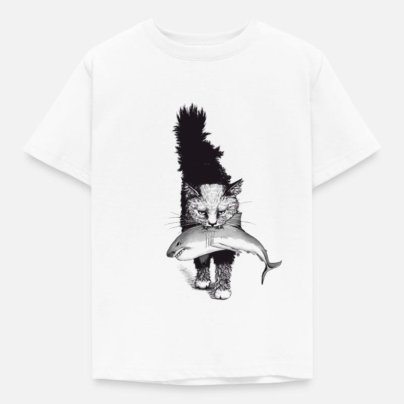 Shark-Cat - Kinder T-Shirt - Weiß