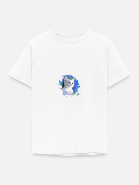 kätzchen,katze,katzenbaby,graffiti,malerei,blau - Kinder T-Shirt - Weiß