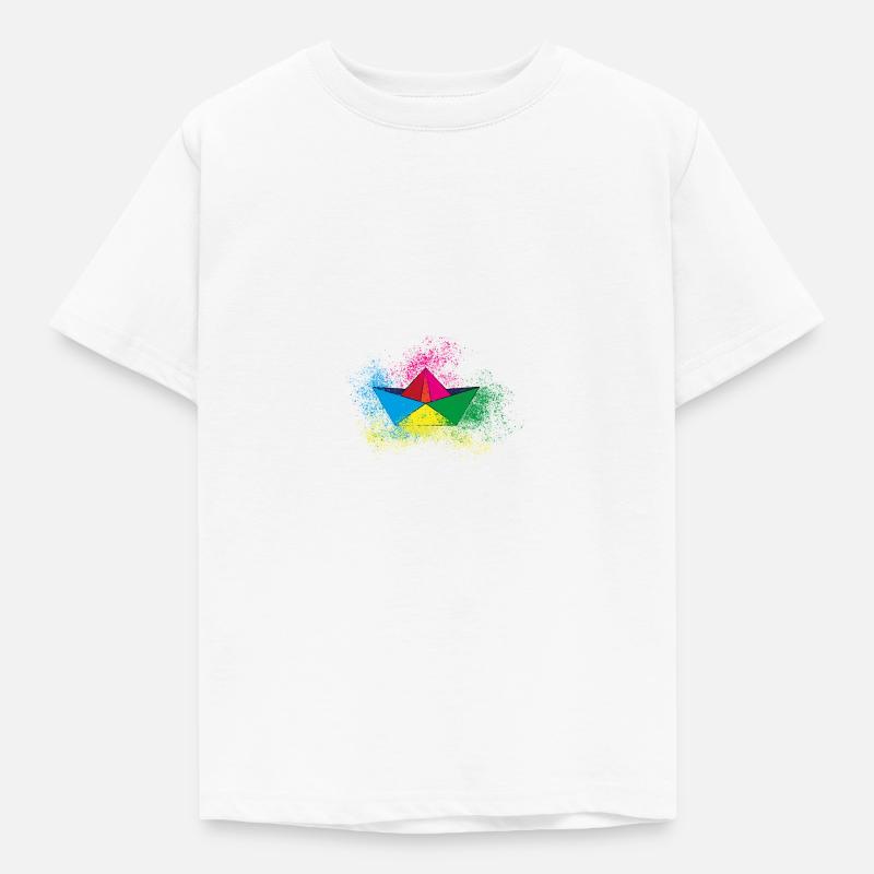 boot,papierschiff,bunt,schiff,graffiti - Kinder T-Shirt - Weiß