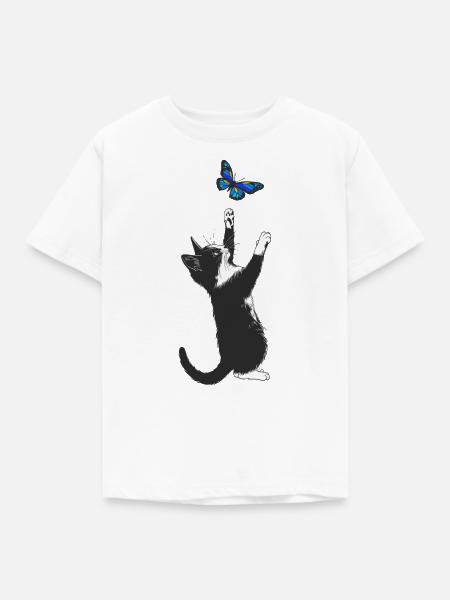 Kitty Butterfly - Kinder T-Shirt - Weiß