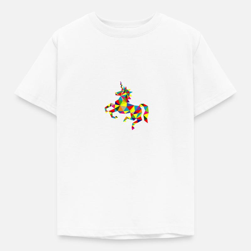 Einhorn Polygon bunt geometrisch - Kinder T-Shirt - Weiß