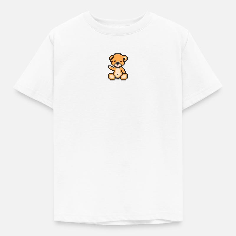 Pixel MiniBear Neon Orange - T-shirt Enfant - blanc