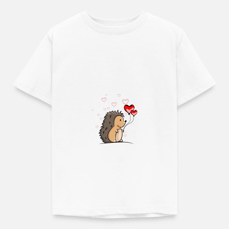 Igel mit Herz Luftballons - Kinder T-Shirt - Weiß