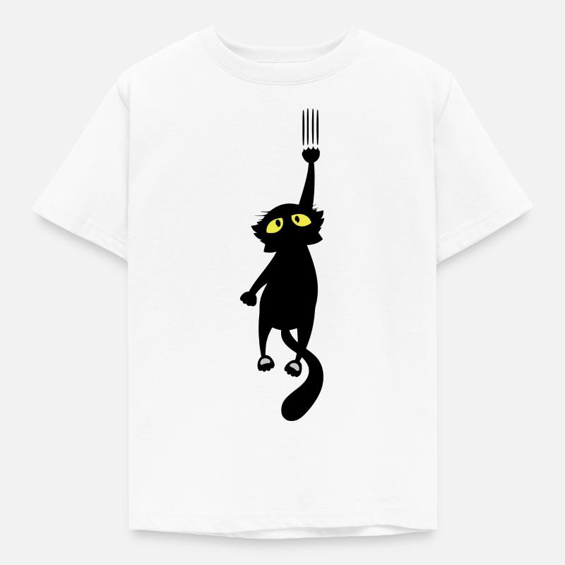 Schwarze Katze - Kinder T-Shirt - Weiß