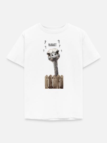 WHAT? – Lustiger verwirrter Vogelstrauß - Kinder T-Shirt - Weiß
