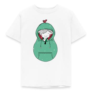 Cool matryoshka bird Russia Russian winter - Kids' T-Shirt - white - Front - AI Model Kid Male (0cm)