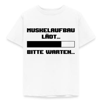 Muskelaufbau lädt bitte warten Motivation funshirt - Kinder T-Shirt - Weiß - Vorne - AI Model Kid Male (0cm)