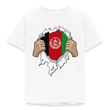 Afghanistan Superheld Flagge - Kinder T-Shirt - Weiß - Vorne - AI Model Kid Male (0cm)