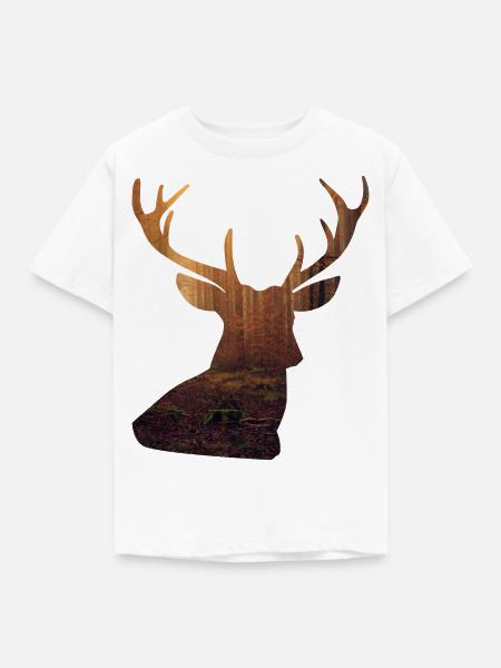 Hirsch Design - Kinder T-Shirt - Weiß