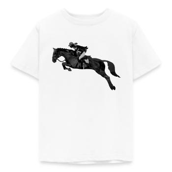 Springreiterin Springpferd Springreiten - Kinder T-Shirt - Weiß - Vorne - AI Model Kid Male (0cm)