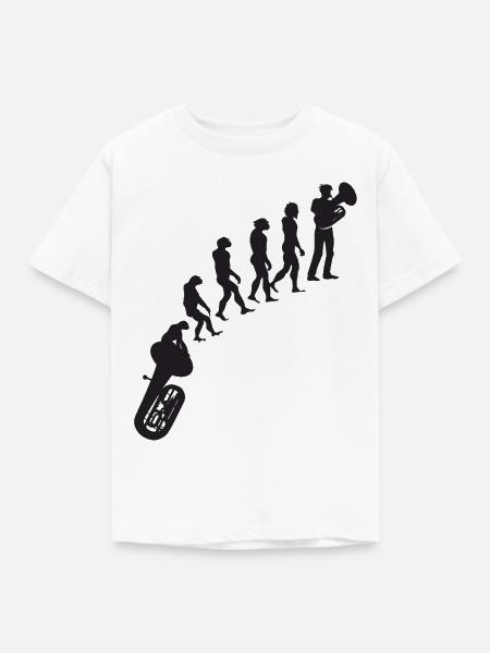 Tubaspieler Tuba Evolution - Kinder T-Shirt - Weiß