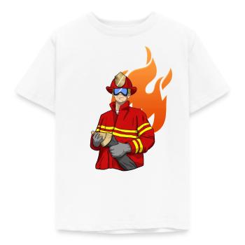 Feuerwehrmann Firefighter - Kinder T-Shirt - Weiß - Vorne - AI Model Kid Male (0cm)