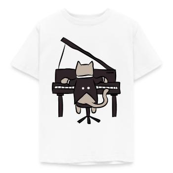 Chat Clavier Piano Piano Musique Enfants Cadeau - T-shirt Enfant - blanc - Devant - AI Model Kid Male (0cm)