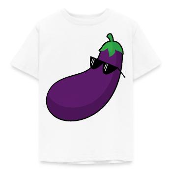 Eggplant with sunglasses Cool vegetable fruit - Kids' T-Shirt - white - Front - AI Model Kid Male (0cm)