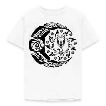 Skorpion Maori Polynesien Tattoo Sonne Mond - Kinder T-Shirt - Weiß - Vorne - AI Model Kid Male (0cm)