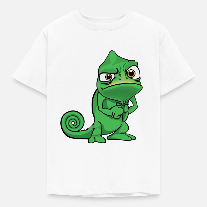 Comic Chamäleon Witzig Grimmig - Kinder T-Shirt - Weiß