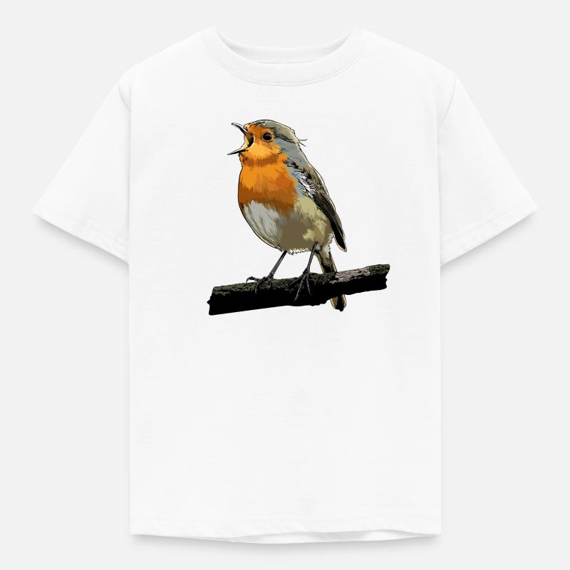 Rotkehlchen Vogel Beobachten Singvögel Geschenk - Kinder T-Shirt - Weiß