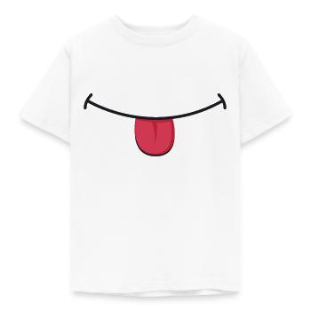 Grinsen Lächeln Mund Lustig Frech Gesichtsmaske - Kinder T-Shirt - Weiß - Vorne - AI Model Kid Male (0cm)
