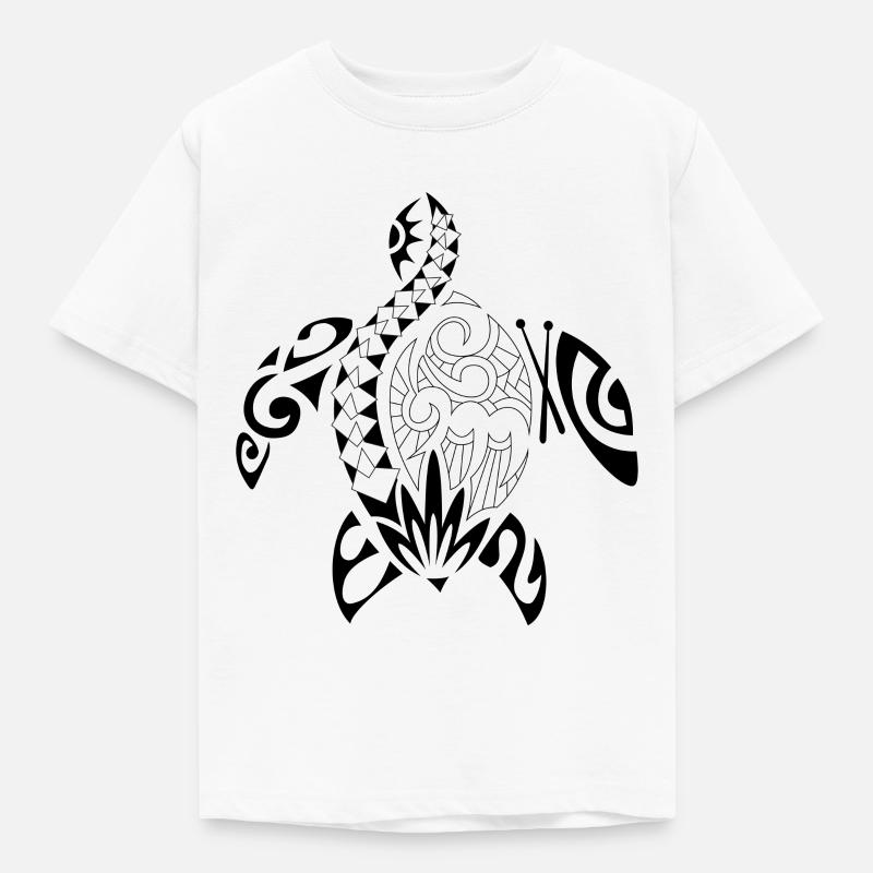 Tattoo polynesian schwarze Schildkröte - Kinder T-Shirt - Weiß