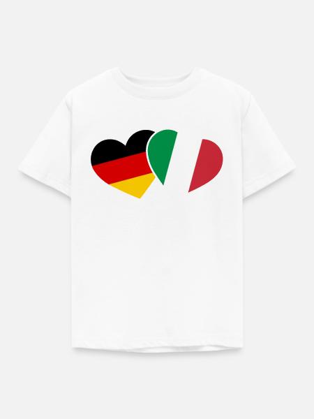 Italien und Deutschland Herz Urlaub Reise - Kinder T-Shirt - Weiß