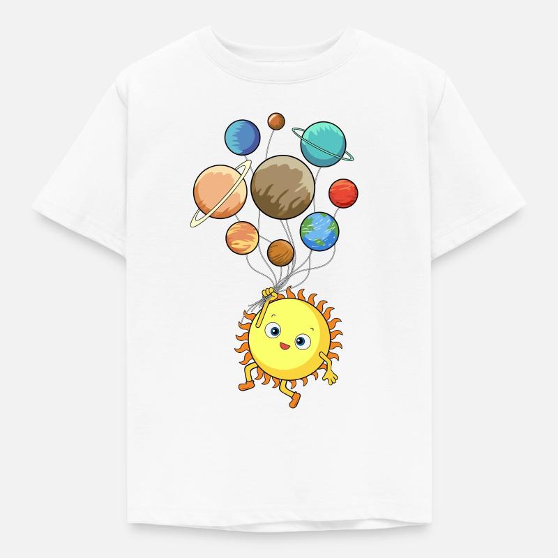 Sonnenystem Planeten Sonne Luftballons - Kinder T-Shirt - Weiß