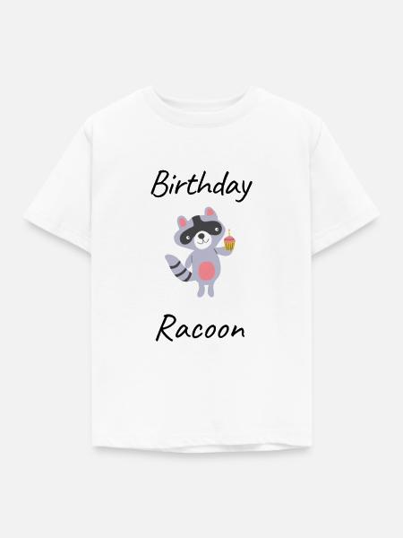 Birthday racoon - Kinder T-Shirt - Weiß