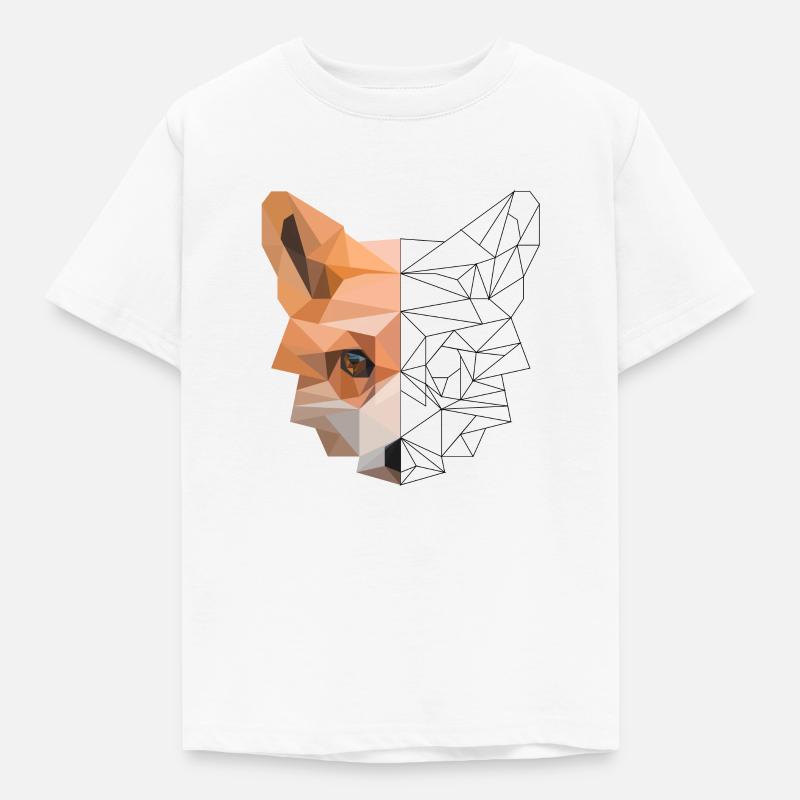 Fox polygon - red fox foxes nature - Kids' T-Shirt - white