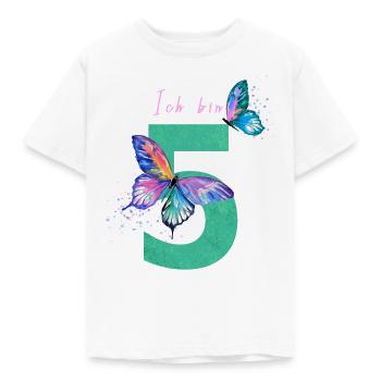 J'ai 5 ans d'anniversaire de filles d'âge papillon - T-shirt Enfant - blanc - Devant - AI Model Kid Male (0cm)