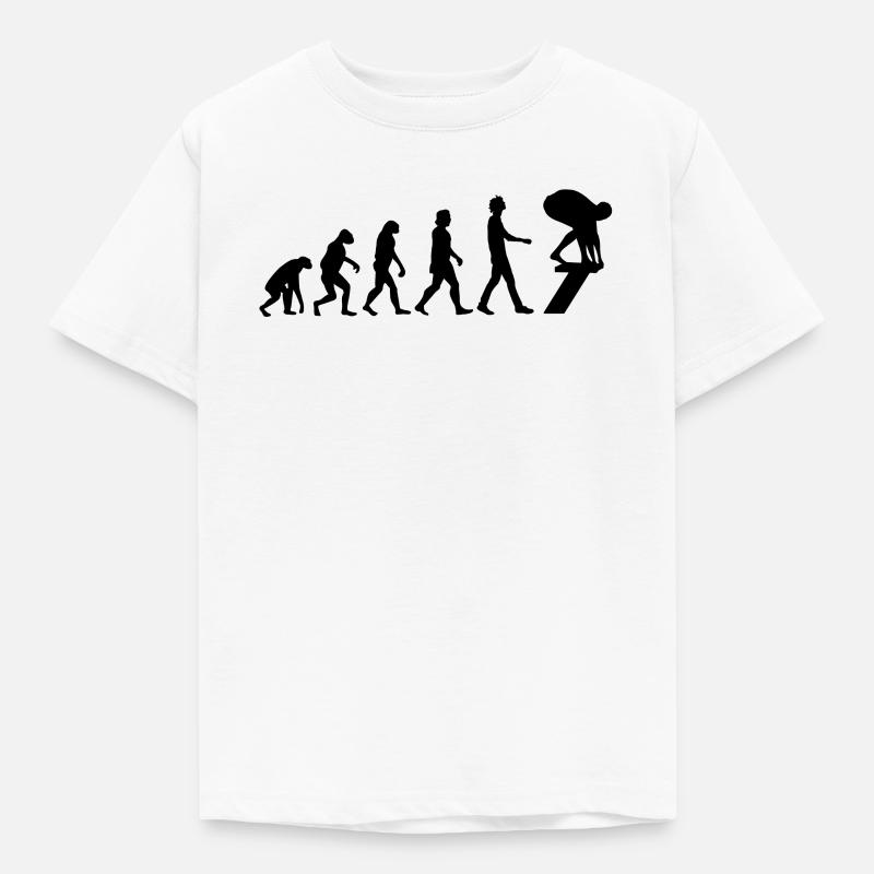 Schwimmer Evolution Schwimmen Geschenk - Kinder T-Shirt - Weiß