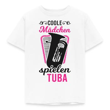 Coole Mädchen spielen Tuba - Kinder T-Shirt - Weiß - Vorne - AI Model Kid Male (0cm)