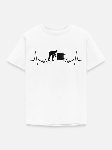 Heizungsbauer Herzschlag Heizung Anlagenmechaniker - Kinder T-Shirt - Weiß