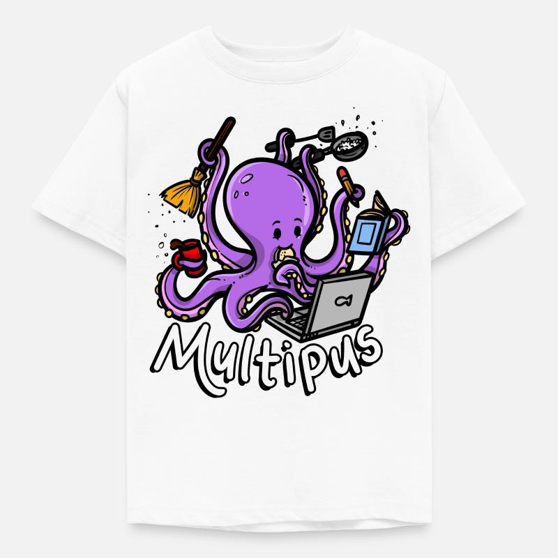 Multipus Multitâche Octopus - T-shirt Enfant - blanc