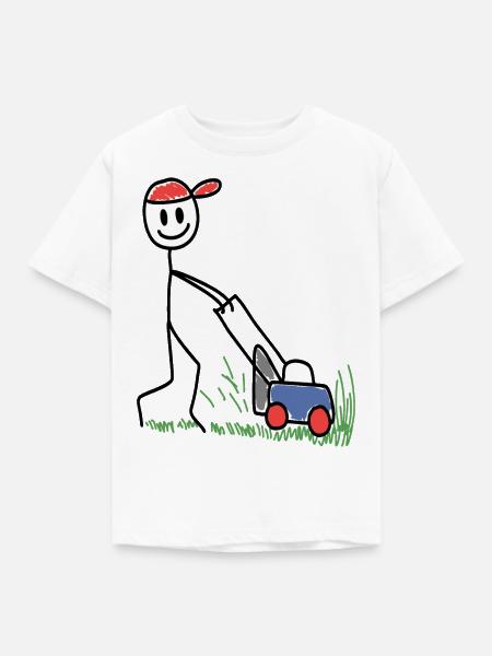 Rasenmäher Doodle - Gartenarbeit - Kinder T-Shirt - Weiß
