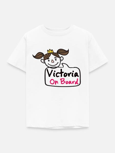 Victoria On Board - Kinder T-Shirt - Weiß