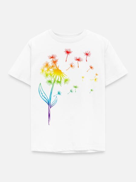 Pusteblume Löwenzahn Regenbogen Pflanze - Kinder T-Shirt - Weiß