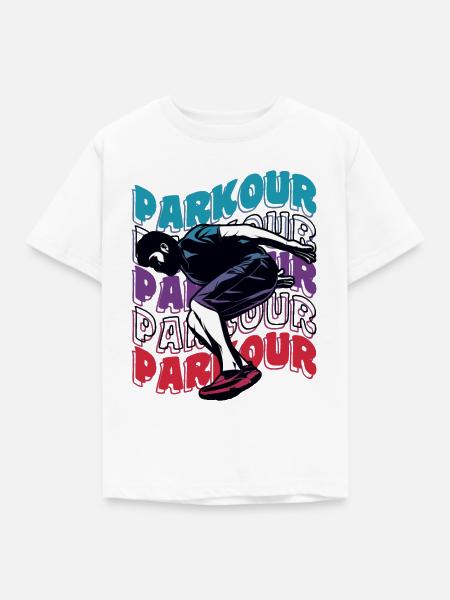 Freelaufender Parkour - Kinder T-Shirt - Weiß
