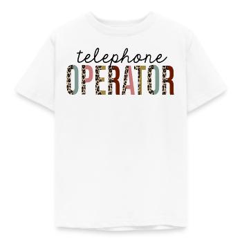 Telephone Operator Leopard Print Funny - Kids' T-Shirt - white - Front - AI Model Kid Male (0cm)