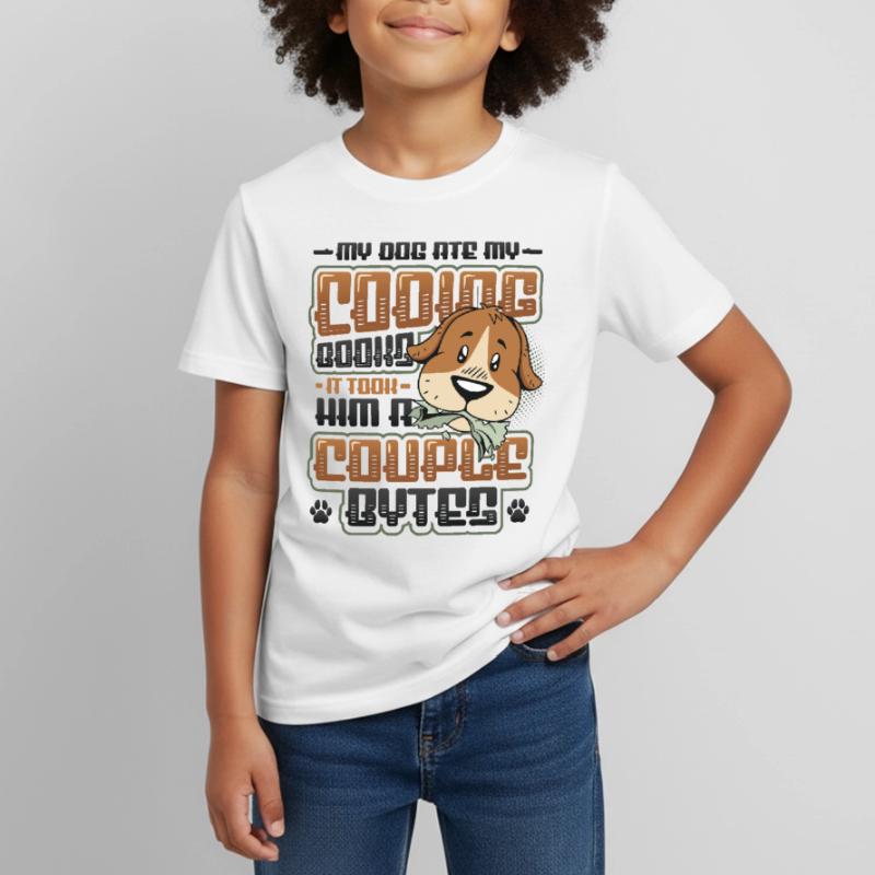 Dog Bytes Code Programmation de blagues informatiques T-shirt Enfant