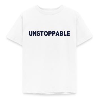 Motivierendes Sprichwort - Unaufhaltsam - Kinder T-Shirt - Weiß - Vorne - AI Model Kid Male (0cm)