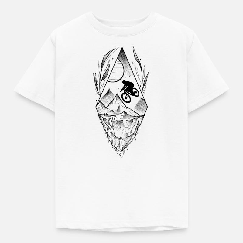 Downhill VTT style sketch & dotwork art - T-shirt Enfant - blanc