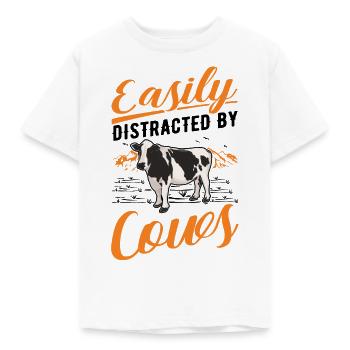 Easily distracted by Cows cow cattle breeder cow - Kids' T-Shirt - white - Front - AI Model Kid Male (0cm)