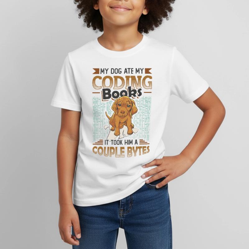 Hund Bytes Code Computer Witz Programmierung Kinder T-Shirt
