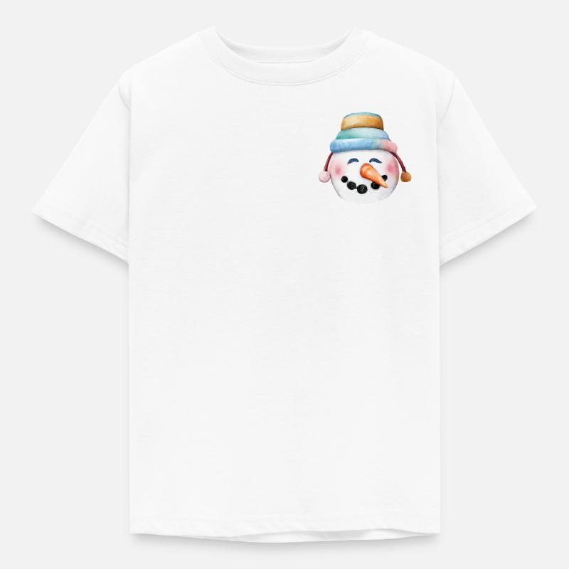 Schneemann Brusttasche - Kinder T-Shirt - Weiß