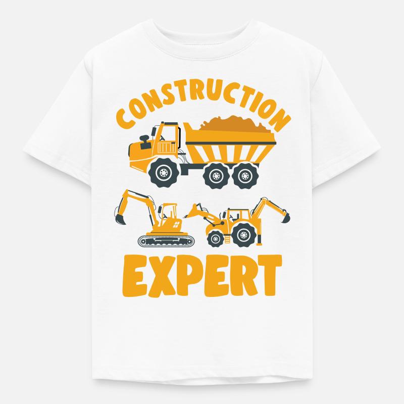 Construction Truck Excavator Digger Expert Idea - Kids' T-Shirt - white