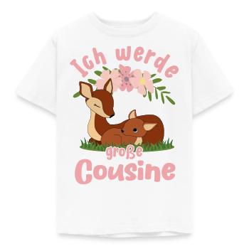 Cousine Ich werde große Cousine Cousinen Rehkitz - Kinder T-Shirt - Weiß - Vorne - AI Model Kid Male (0cm)