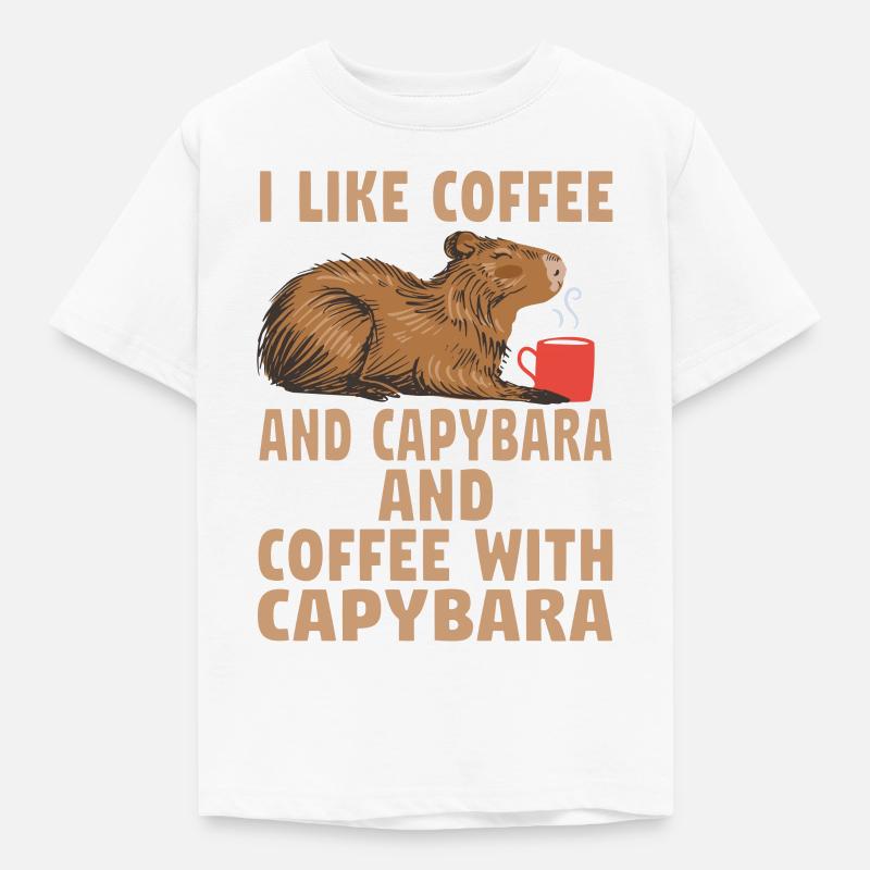 Wasserschwein Capybara Cappybara Kaffee Coffee - Kinder T-Shirt - Weiß