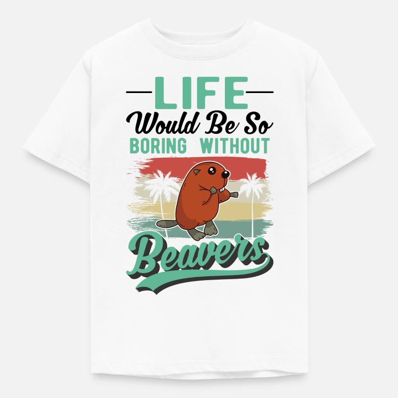 Biber Geschenk Biberdamm - Kinder T-Shirt - Weiß