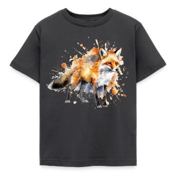 Fuchs Tierliebhaber Geschenk Wildtier Tier Motiv - Kinder T-Shirt - Dunkelgrau - Vorne - AI Model Kid Female (0cm)