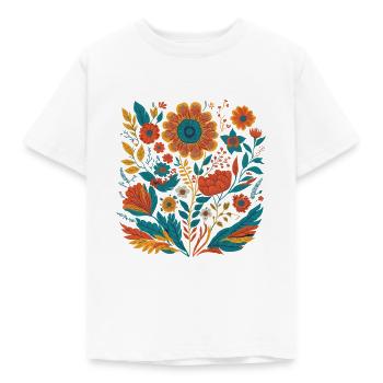 Vintage Floral Bohemian Floral Art Design - T-shirt Enfant - blanc - Devant - AI Model Kid Male (0cm)